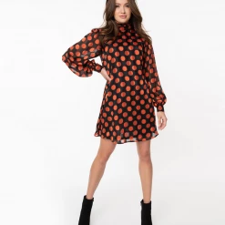 SMAK PARLOUR BLACK & ORANGE POLKA DOT GIRL TALK SHIFT DRESS Shop Sour+Plus
