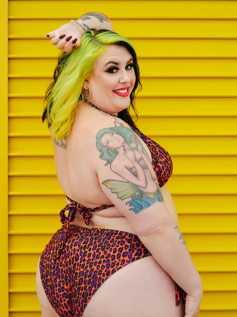 What's New SOURPUSS ORANGE LEOPARD SCRUNCH BIKINI