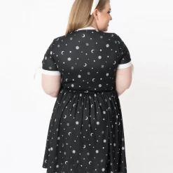 UNIQUE VINTAGE X OUIJA BOARD TESSA FIT & FLARE DRESS
