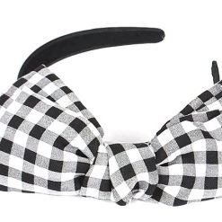 None PATTY GINGHAM BOW HEADBAND BLACK