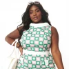 SMAK PARLOUR GREEN & PINK CHECKERBOARD DAISY PRINT MOD TOP Shop Sour+Plus