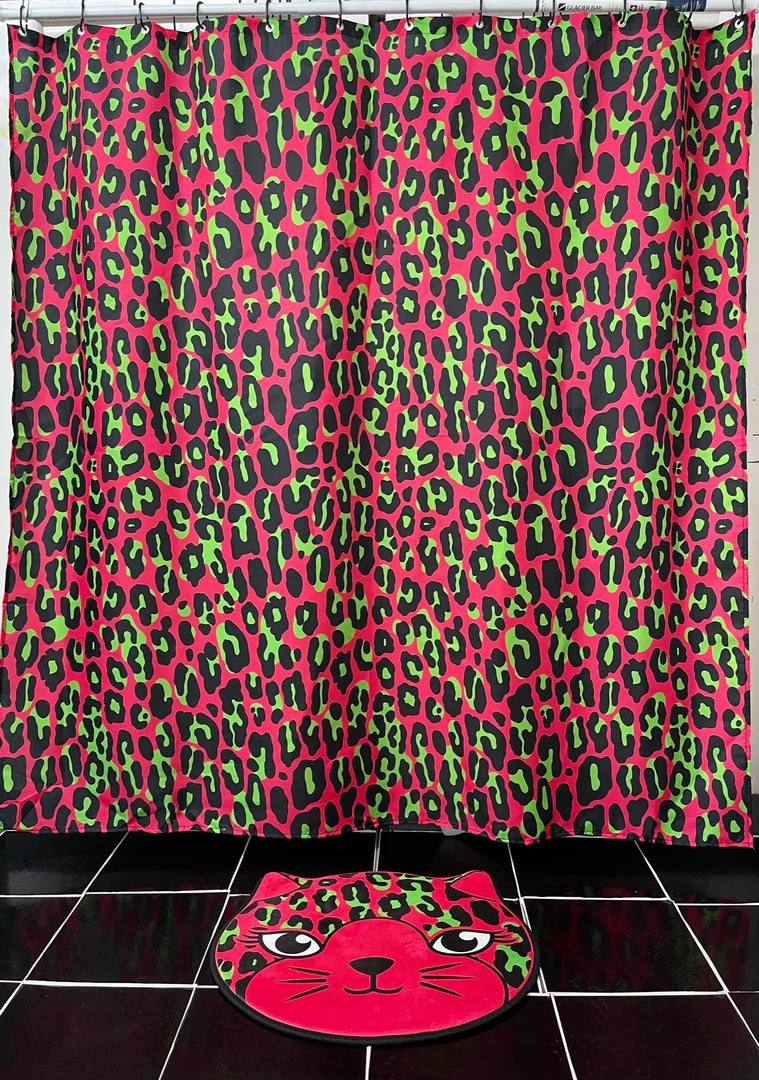 SOURPUSS LEOPARD CAT BATH MAT PINK Haunted Homewares