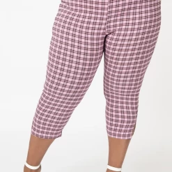 Shop Sour+Plus UNIQUE VINTAGE PINK & BLACK PLAID RACHELLE CAPRIS