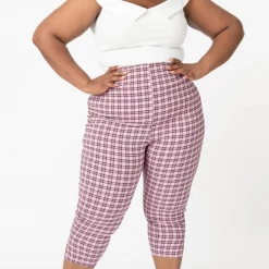 Shop Sour+Plus UNIQUE VINTAGE PINK & BLACK PLAID RACHELLE CAPRIS