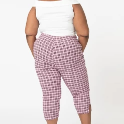 Shop Sour+Plus UNIQUE VINTAGE PINK & BLACK PLAID RACHELLE CAPRIS