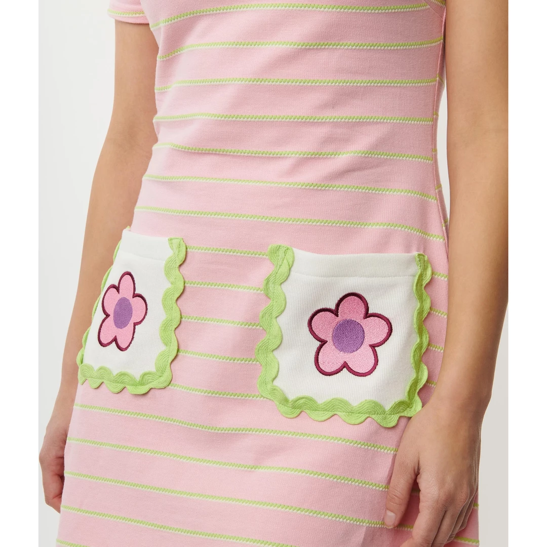 What's New SMAK PARLOUR MOCK NECK TURTLENECK WAVE MAKER DRESS PINK