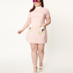 What's New SMAK PARLOUR MOCK NECK TURTLENECK WAVE MAKER DRESS PINK