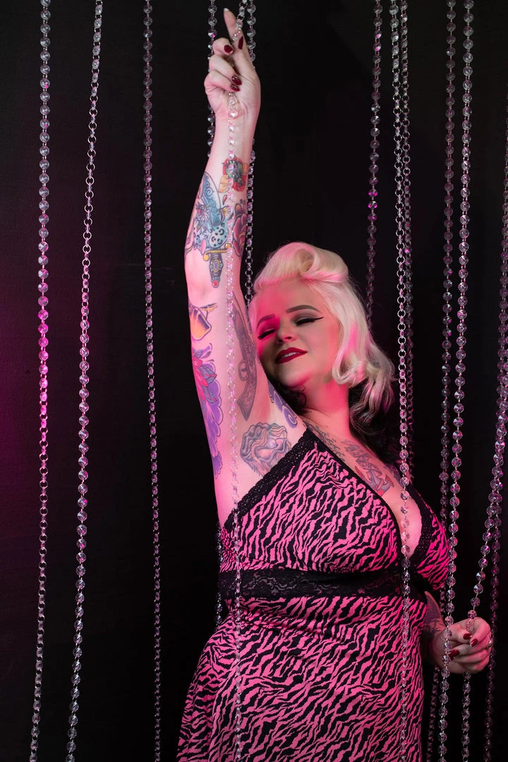 Neon Dreams SOURPUSS PIZZAZZ SLIP DRESS PINK ZEBRA