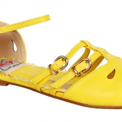 Bettie Page Shoes BETTIE PAGE POLLY BUCKLE FLATS YELLOW Footwear