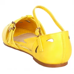 Bettie Page Shoes BETTIE PAGE POLLY BUCKLE FLATS YELLOW Footwear