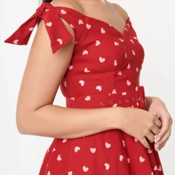 Shop Sour+Plus UNIQUE VINTAGE RED & PINK HEARTS PRAIRIE SWING DRESS