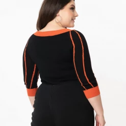 Shop Sour+Plus UNIQUE VINTAGE BLACK & ORANGE STRIPE PUMPKIN ANNALEIGH SWEATER