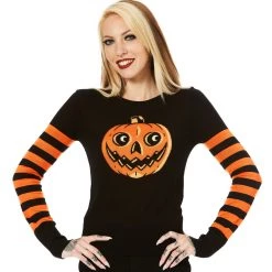 SOURPUSS PUMPKIN STRIPE SWEATER