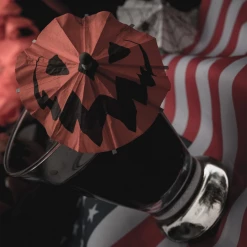 LIVELY GHOSTS HAUNTED SPIRITS PUMPKIN SPOOKY TIKI COCKTAIL UMBRELLA