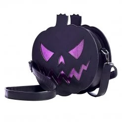 Shop Sourpuss SOURPUSS SPARKLE PUMPKIN PURSE BLACK/PURPLE