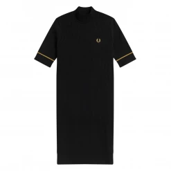 FRED PERRY RIBBED KNITTED DRESS BLACK