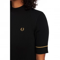 FRED PERRY RIBBED KNITTED DRESS BLACK