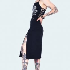 Apparel JAWBREAKER ROSE VINE THIGH-SLIT DRESS