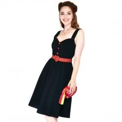 VOODOO VIXEN ROSIE HEART BUTTON SWING DRESS