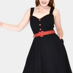 VOODOO VIXEN ROSIE HEART BUTTON SWING DRESS