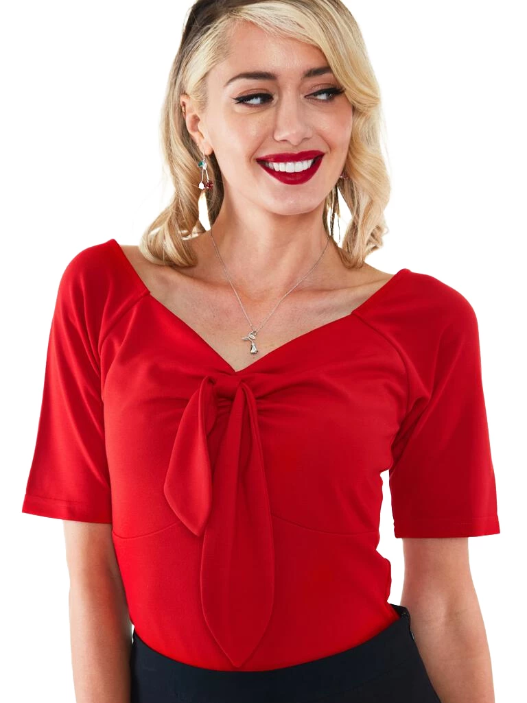 VOODOO VIXEN SANDRA TIE TOP RED