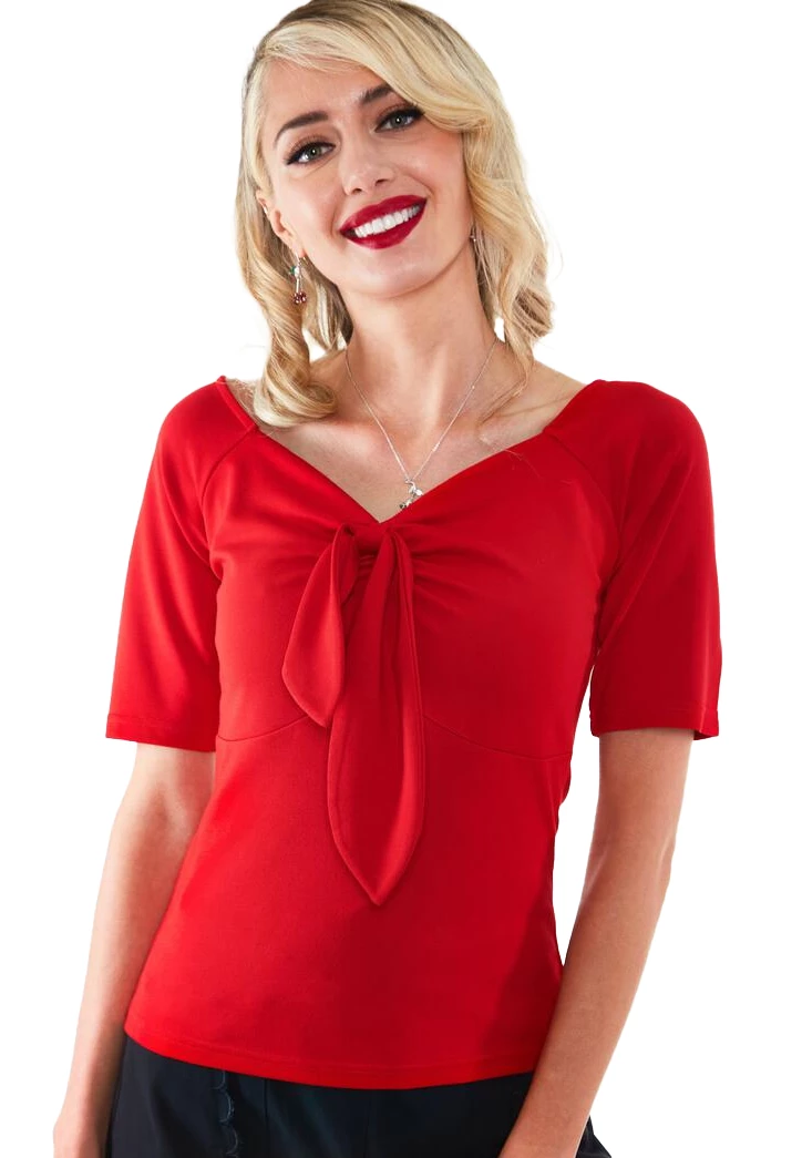 VOODOO VIXEN SANDRA TIE TOP RED