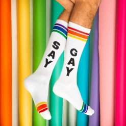 Gumball Poodle What's New SAY GAY ATHLETIC STRIPE KNEE SOCKS