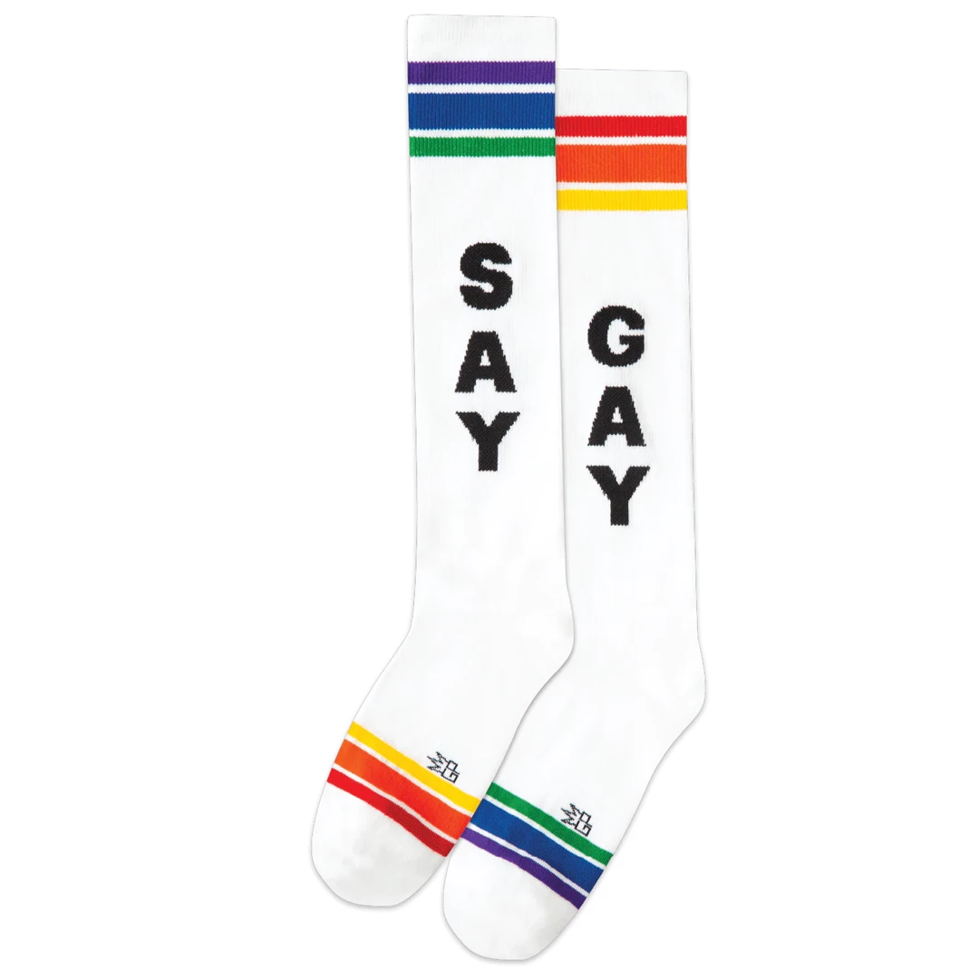 Gumball Poodle What's New SAY GAY ATHLETIC STRIPE KNEE SOCKS