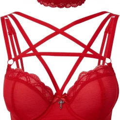 KILLSTAR SHE BITES LACE BRA RED
