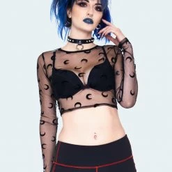 JAWBREAKER SHEER MOON MESH CROP TOP