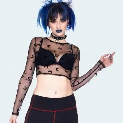 JAWBREAKER SHEER MOON MESH CROP TOP