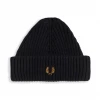 FRED PERRY SHORT RIBBED BEANIE BLACK