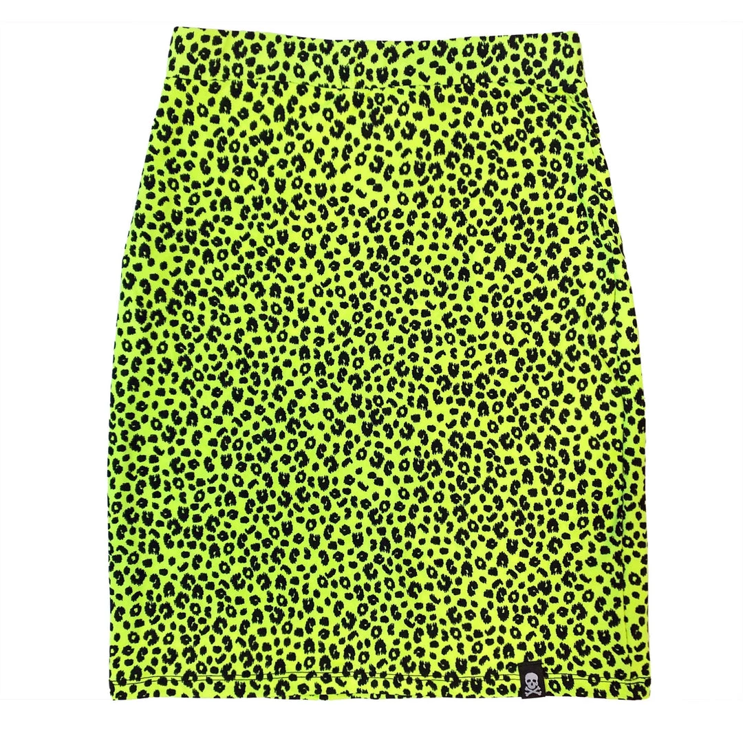 Neon Dreams SOURPUSS LEOPARD MIDI SKIRT NEON YELLOW