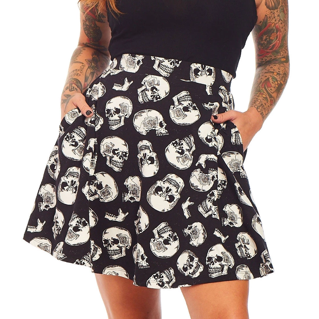 SOURPUSS SKULL DUGGERY SKATER SKIRT
