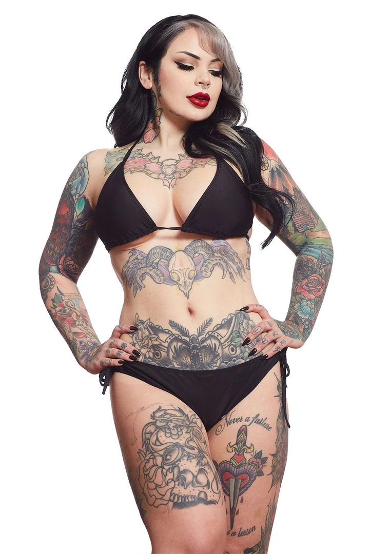 Ghouls Just Wanna Have Sun SOURPUSS SOLID BLACK STRING BIKINI