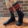 SOURPUSS FLAMES EMBROIDERED CREW SOCKS