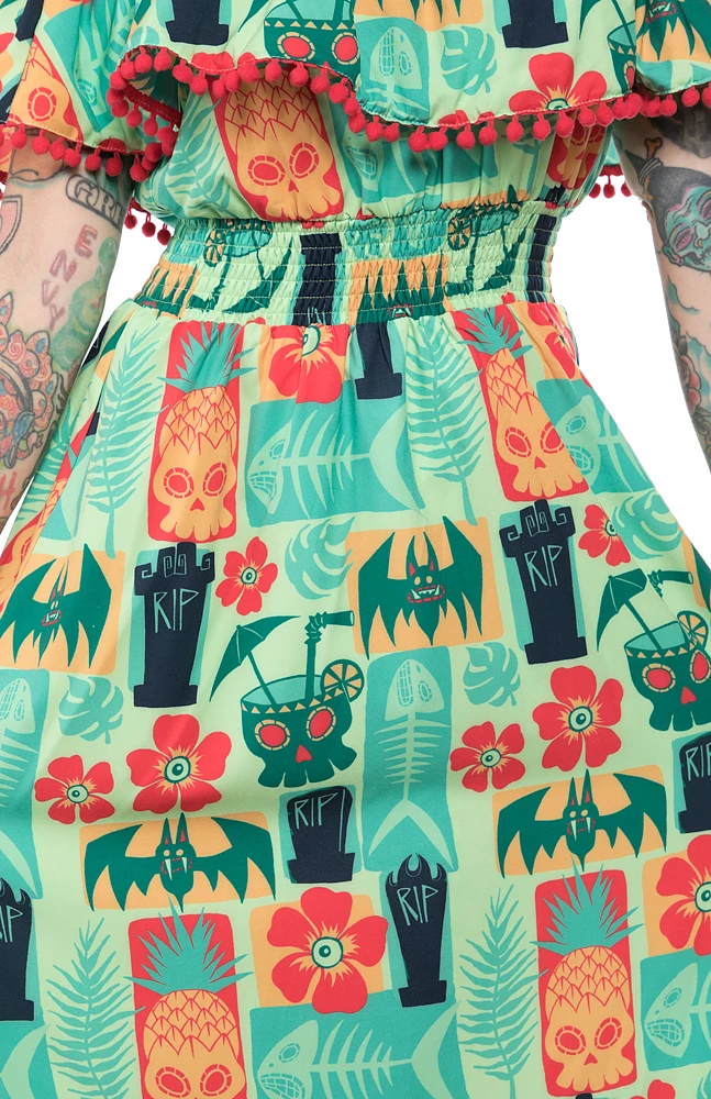 Ghouls Just Wanna Have Sun SOURPUSS KREEP A TIKI FIESTA MAXI DRESS