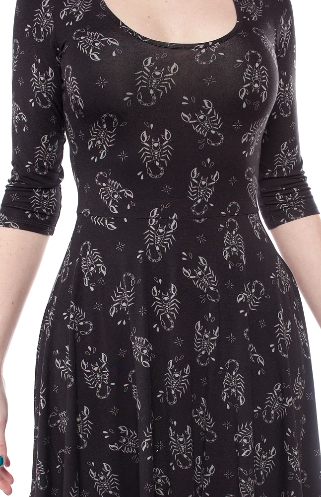 Shop Sour+Plus SOURPUSS SCORPION 3/4 SLEEVE SKATER DRESS