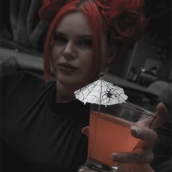 LIVELY GHOSTS HAUNTED SPIRITS SPIDERS SPOOKY TIKI COCKTAIL UMBRELLA