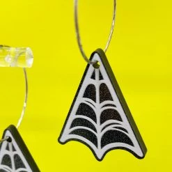 What's New SOURPUSS SPIDERWEB ACRYLIC HOOP EARRINGS BLK/WHT