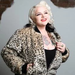 SOURPUSS LEOPARD FUR BOMBER JACKET TAN Shop Sourpuss
