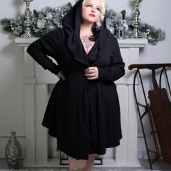 Shop Sour+Plus SOURPUSS HOODED CARDIGAN BLACK