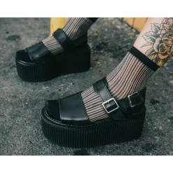 T.U.K. BLACK BRUSH-OFF STRATO SANDALS Footwear