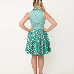 UNIQUE VINTAGE GREEN STRAWBERRY FLORAL PRINT COLLINS WRAP SWING SKIRT Shop Sour+Plus