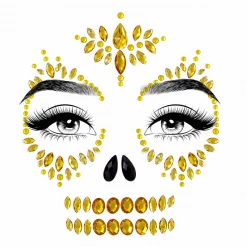 None Holidays SUGAR SKULL FACE JEWELS GOLD