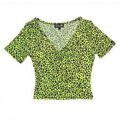 SOURPUSS NEON YELLOW LEOPARD SUZIE TOP