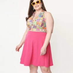 SMAK PARLOUR SWEET TALK FLARE SKIRT HOT PINK