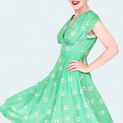 Apparel VOODOO VIXEN TABBY DAISY POLKA DOT TULIP SLEEVE SWING DRESS