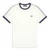FRED PERRY TAPED RINGER T SHIRT SNOW WHITE