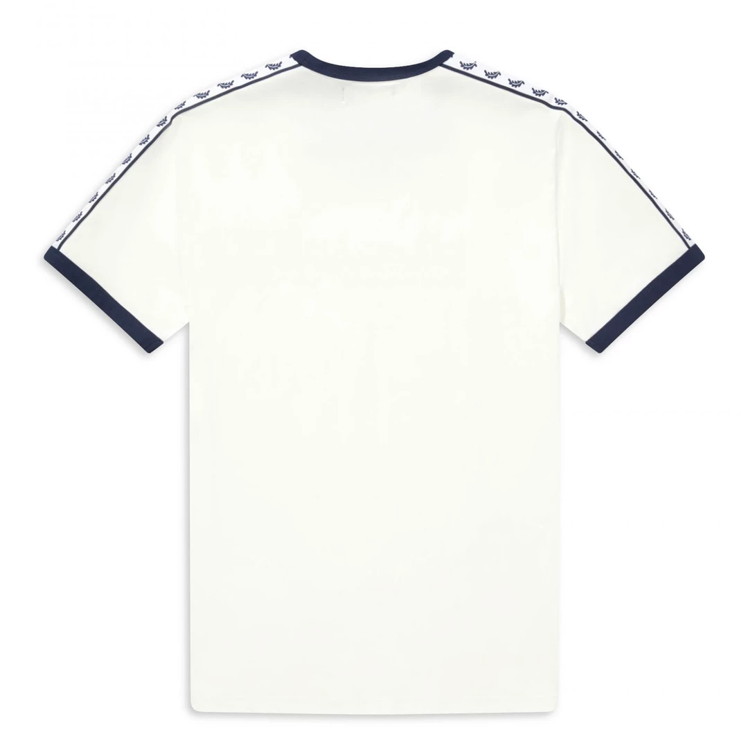 FRED PERRY TAPED RINGER T SHIRT SNOW WHITE